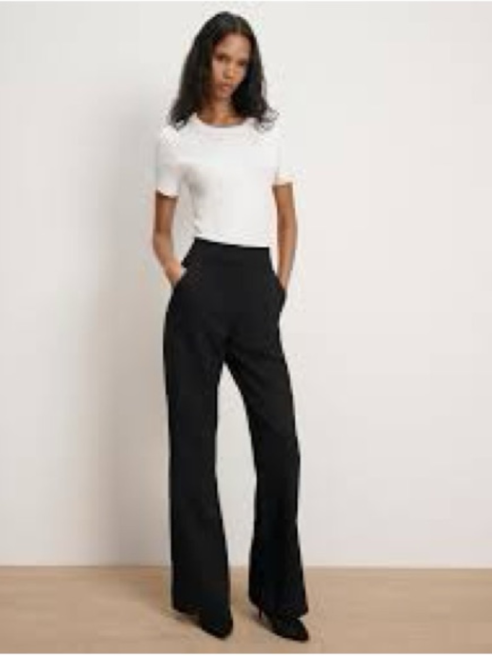 Like New High-Waist Black Tonal Striped Print Wide-Leg Pants XL